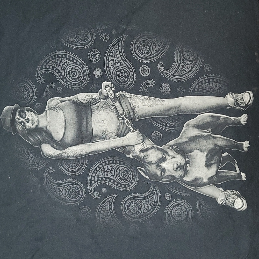 Calavera Girl with Pitbull Sugar Skull  Size 3XL